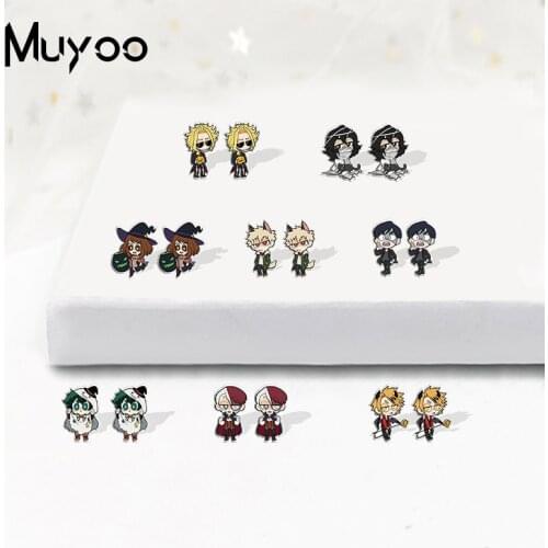 2021 New Anime My Hero Academia Halloween Cosplay Handcraft Acrylic Epoxy Resin Stud Earrings