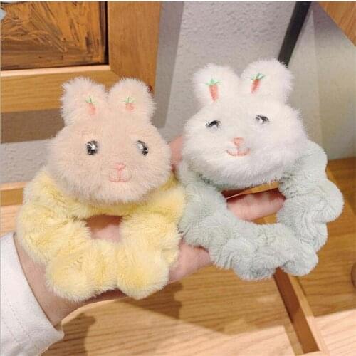 New Women Girls Cute Cartoon Bear Rabbit Crown Bow Plush Elastic Hair Bands Lovely Headband Scrunchie Fashion Hair Accessories