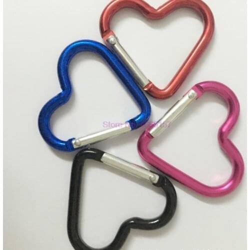 By DHL 2000pcs Outdoor Ring Aluminum Heart KeyChain Hook Clip Climbing Camping Outdoor Heart Carabiner delivery