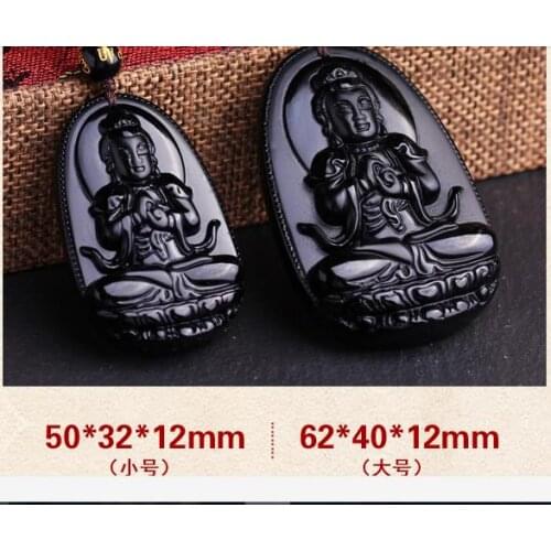 Natural light Obsidian Pendant Necklace Tathagata Avalokiteshvara male and female sheep monkey natal Buddha