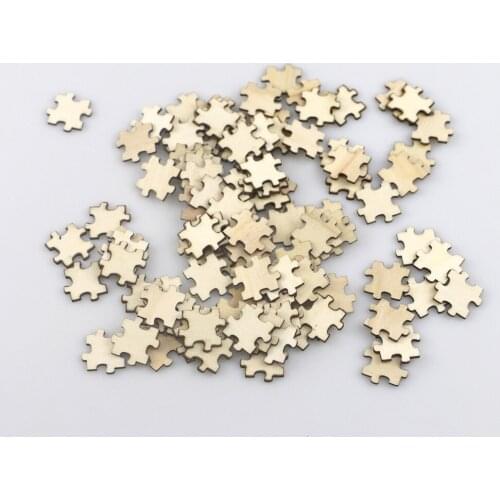 50pcs 20mm Unfinished Wood Puzzle Blank Wood Discs Bulk Wood Pieces Interlocking Wedding Birthday Plaque DIY Craft