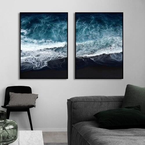 Ocean Black Beach Landscape Poster Canvas Nordic Gallery Wall Art Painting For Living Room Decoration Pictures Home Decor Prints