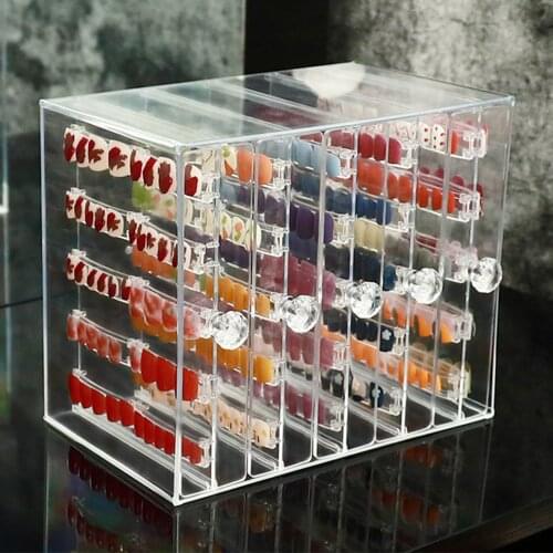 Transparent Acrylic Nail Polish Display Organizer False Nail Art Tips Display Stand Holder Clear Makeup Nail Art Storage Box