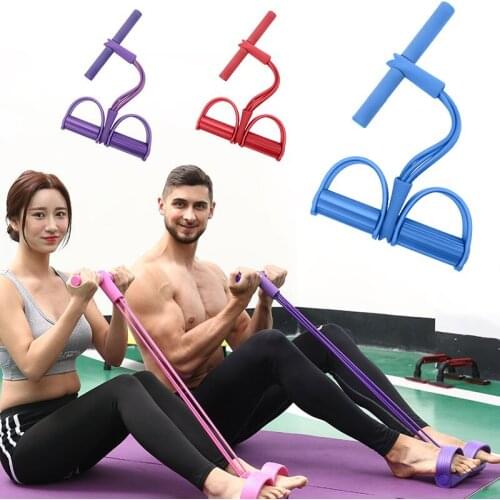 Adjustable Multi Function Tension Rope Fitness 4 Tube Resistance Bands Latex Pedal Exerciser Sit-up Tensioner Fitness Equipment