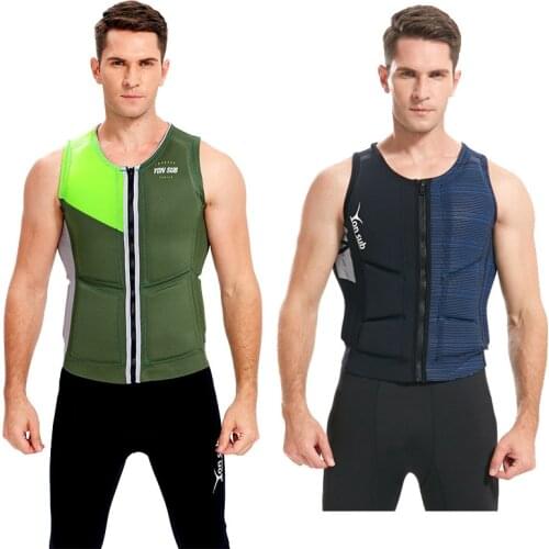 Life Vest Slim Fit Soft Neoprene Jacket Sleeves Buoyancy Aid Swimsuit Keep Warm Floating Suit for Surfing Skiing Kayaking