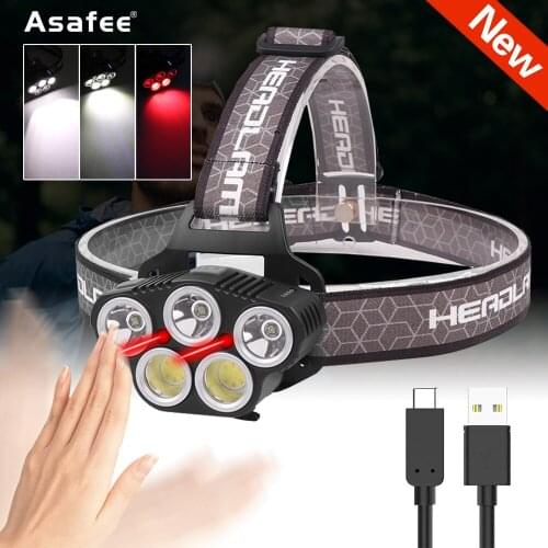 300LM Super bright LED Headlamp XPE+COB Type-C USB Charge Headlamp Built-in Battery IPX4 Waterproof Camping Hunting Head Lamp