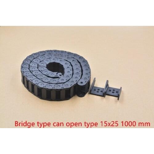 Bridge type can open plastic 15mmx25mm drag chain with end connectors length 1000mm engraving machine cable for CNC router 1pcs