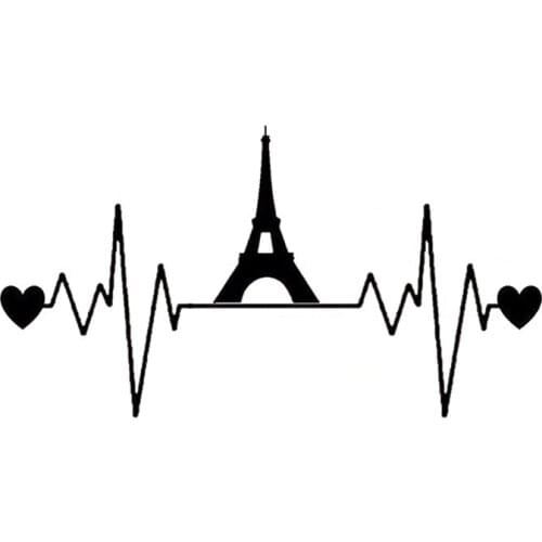 14.9CM*8.5CM Beautiful Eiffel Tower Heartbeat Lifeline Vinyl Decal Car Sticker C22-1046