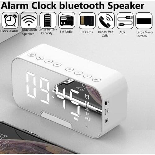 Mirror Wireless 5.0 Bluetooth LED Alarm Clock Multifunction Music Player Electronic Digital Table Clock with Dual Alarm Mode