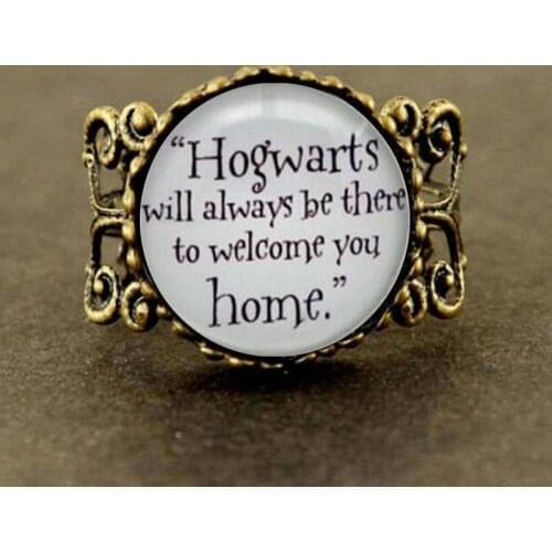 Hogwarts Will Always Be There Quote Ring Steampunk Bronze steel vintage women Jewelry 1pcs