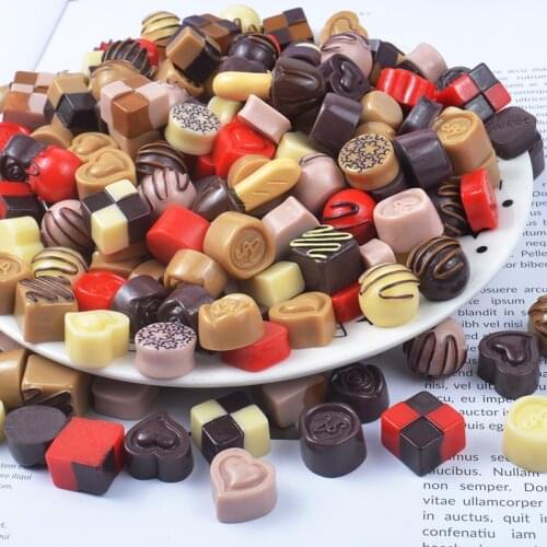 10 Pcs/Lot Resin Chocolate Charms Toy For Children Summer Pretend Play Charms Modeling Clay DIY Accessory For Kids