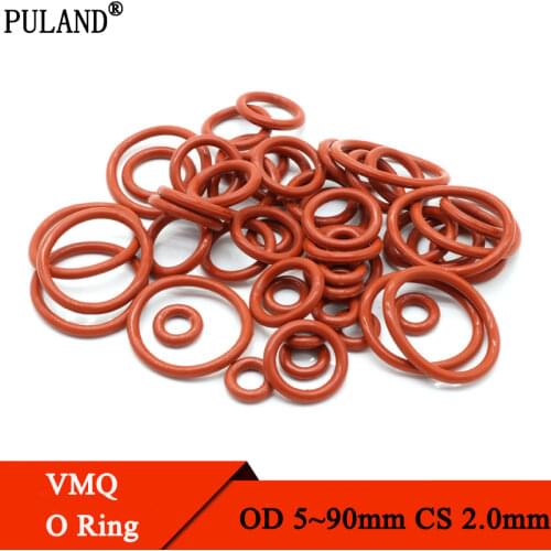 10pcs Red Silicone Ring Gasket CS CS 2mm OD 8 ~ 65mm O Ring Rubber Seal pressure cooker o-ring food high temperature gasket