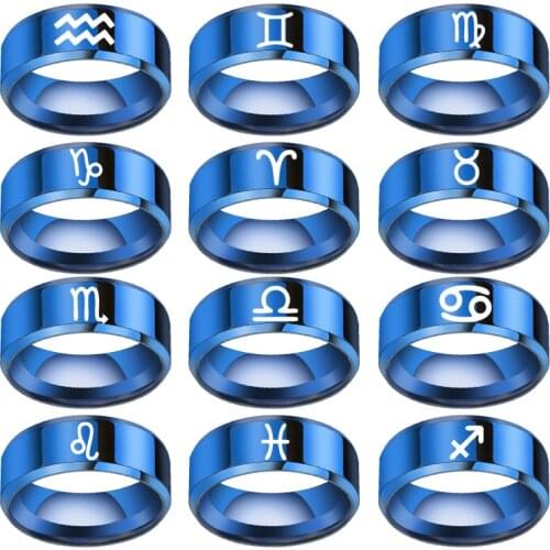 12 Zodiac Finger Ring Fashion Stainless Steel Sagittarius Rings Friendship Jewelry Accessories Christmas Gift Rings For Women