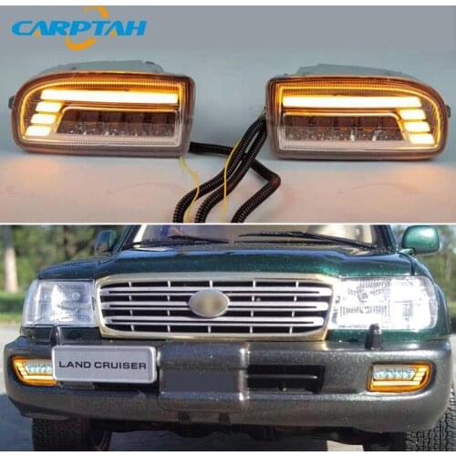 12V Car LED Daylihgts DRL For Toyota Land Cruiser LC100 FJ100 Daytime Running Lights Day Driving Headlamp