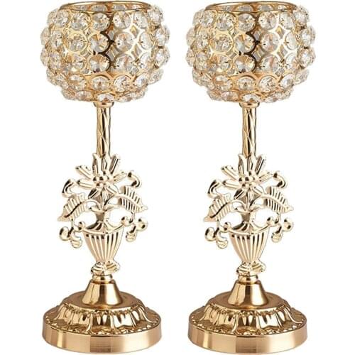 2x Crystal Candle Holder Candle Sticks Durable for Party Home Bedroom Decor