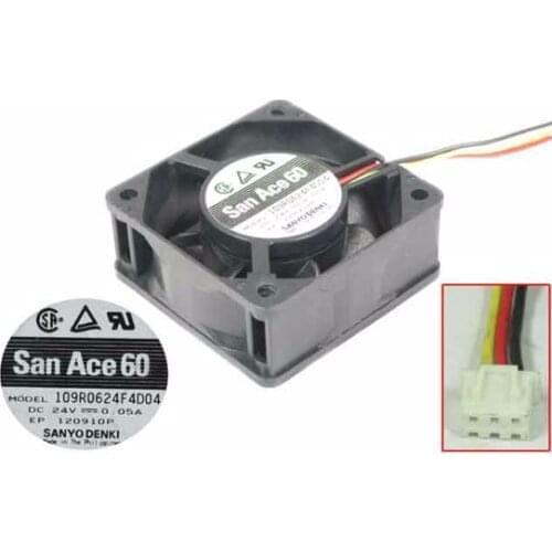 Sanyo Denki 109R0624F4D04 DC 24V 0.05A 60x60x25mm 3-wire Server Cooling Fan