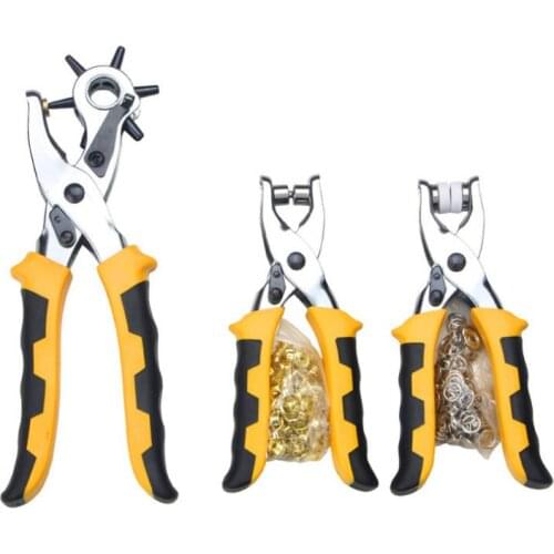3 pcs / lot 3 in1 Leather Punching Pliers Pressure Pliers Chrysanthemum Pliers Setter Tool Kit with Belt Buckle and Daisy Buckle