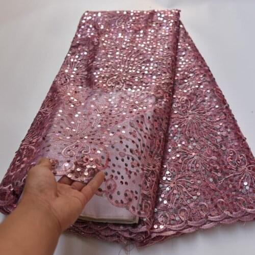 5yards/pc simple and delicate embroidered African French net lace fabric with sequins for party dress 7colors FLP204