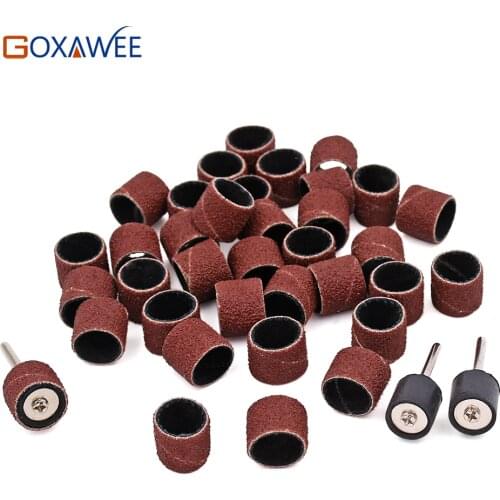 50pcs Nail Art Sanding Bands Drum Sanding Kit 1/4" 1/2" For Dremel Rotary Tool Nail Drill Bits Abrasive Tools Grit 80