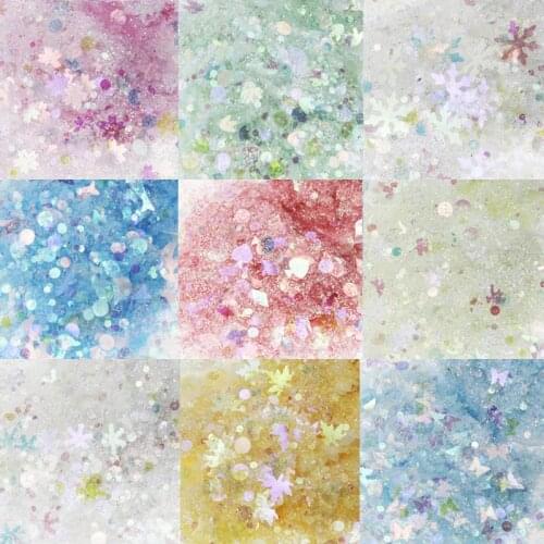 50g 12 Colors Clear Iridescent Heart Star Circle Mix Shape Glitter Resin Supplies Nail Art Chunky pastel nail art glitter