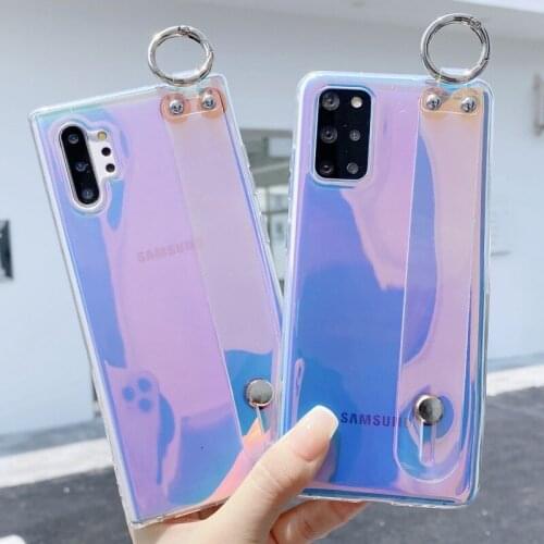 Wrist Strap Case For Samsung Galaxy A72 A52 A32 A22 A82 A02S A42 A31 A51 A71 A12 A21S S21 Dream Color Shockproof Soft TPU Cover