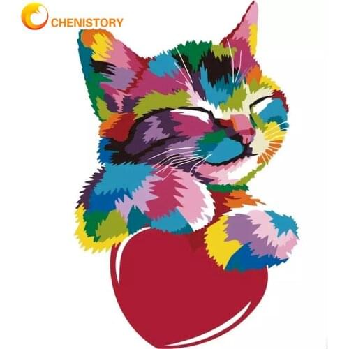 CHENISTORY Painting By Numbers For Adults Children Heart Smile Animal Oil Picture By Number 60x75cm Frame On Canvas Home Decors