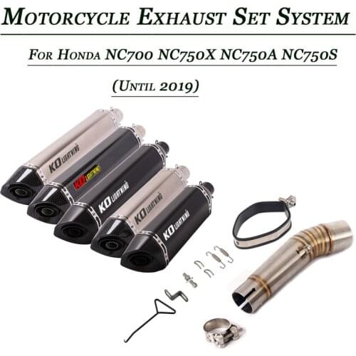 For Honda NC700 NC750X NC750A NC750S Middle Pipe Escape Exhaust Muffler Tubes DB Killer Refit Replace Motorcycle 51mm Set System