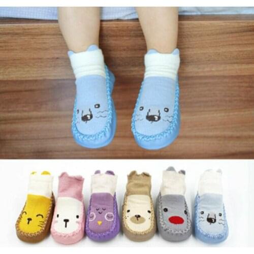 Newborn Baby Cotton Cartoon Socks Kid Toddler Anti-slip Sock Shoes Infant Girls Boys Boot Floor Slippers