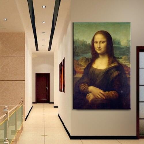 Classic Oil Painting Leonardo Da Vinci The Mona Lisa Smile Canvas Prints Poster Wall Art Picture for Living Room Home Decoration