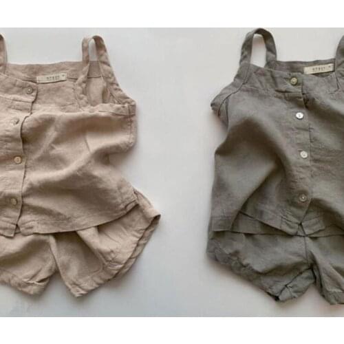 Kids Clothing Set Solid Camisole and Shorts 2 Pcs Boys Suit Brief Girl Clothes