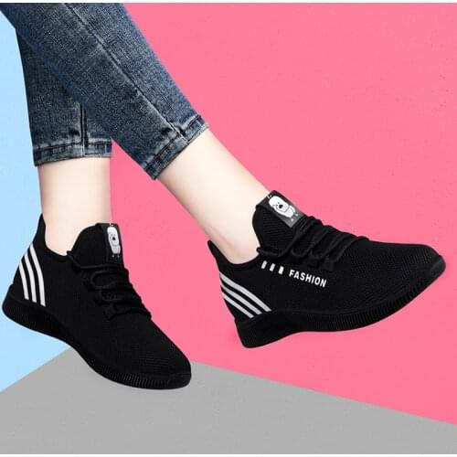 Womens Autumn Shoes New Ladies Vulcanized Sneakers Woman Lace Up Platform Walking Spring Female Knitting Soft Breathable Shoes