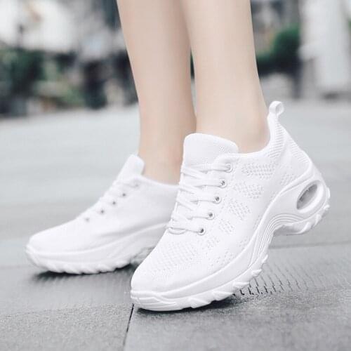 Casual shoes woman sneakers 2021 new solid color women sneakers fashion lace-up mesh breathable women shoes tenis feminino