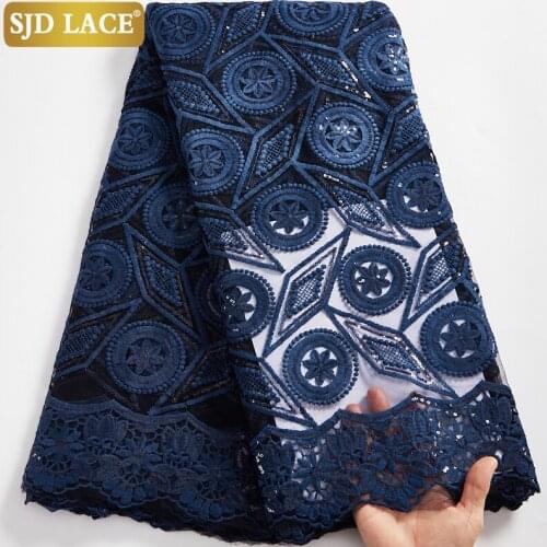 SJD LACE High Quality African Nigerian Tulle Lace Fabric Embroidery Milk Silk Voile Cord French Dress Prom Party Gown Sew A2564