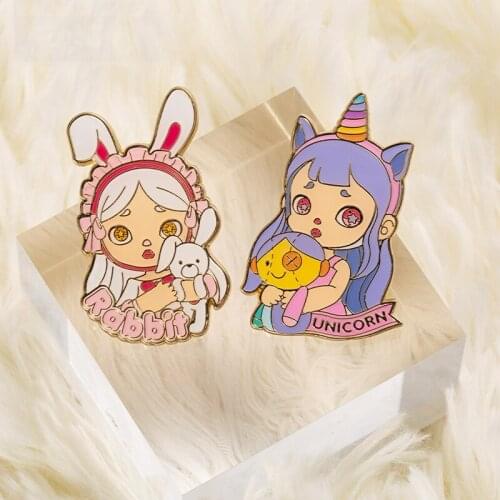 Laura Metal Badge Blind Box Toys Cute Pajamas Figure Random Surprise Toy Birthday Gift Decor 12 Pcs/Set