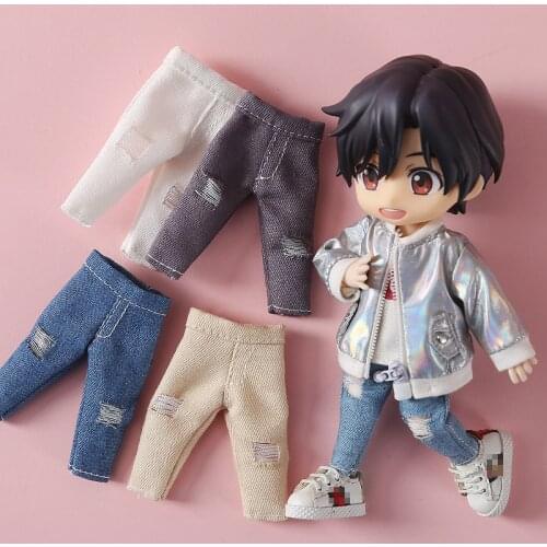 New OB11 baby clothes BJD doll clothes jeans ripped pants, obitsu 11, molly, 1 / 12bjd, gsc, P9 body doll accessories costumes