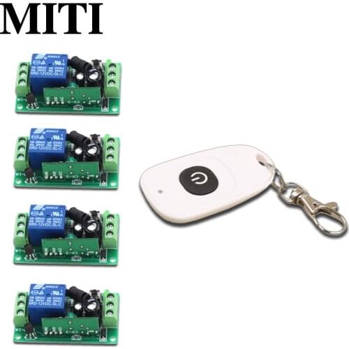 New Design Mini RF Wireless Remote Control Switch System DC9V12V 24V 1CH 1pcs Waterproof Transmitter &4pcs Receivers