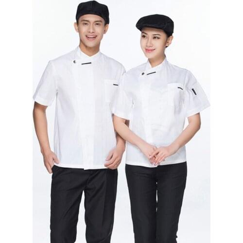 Wholesale Unisex Kitchen Bakery Chef Uniform Standing Collar Jacket Short&full Sleeve Restaurant Coffee Shop Chef Service Tops