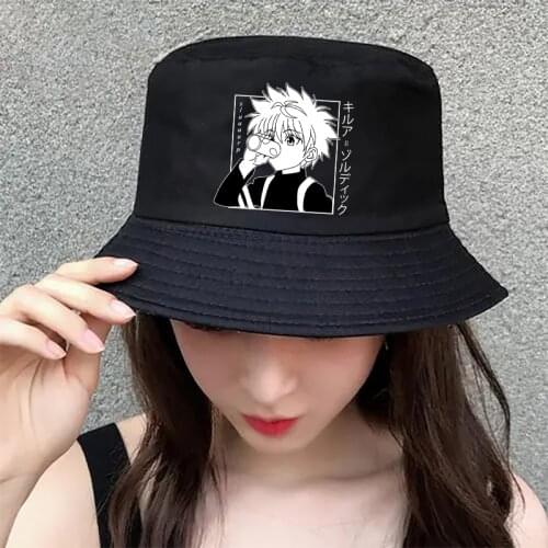 Hunter X Hunter Printed Summer Hat Women Men Panama Bucket Cap The Design Flat Visor Zoldyck Hisoka 90s Anime Fisherman Hat
