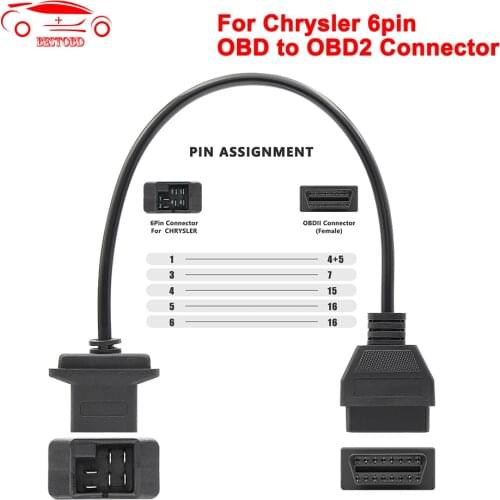 OBD2 Connector Adapter For Chrysl 6pin OBD to OBD2 16Pin Car Extension Cable For Chrysler OBD 2 OBD2 Car Diagnostic Auto Tool