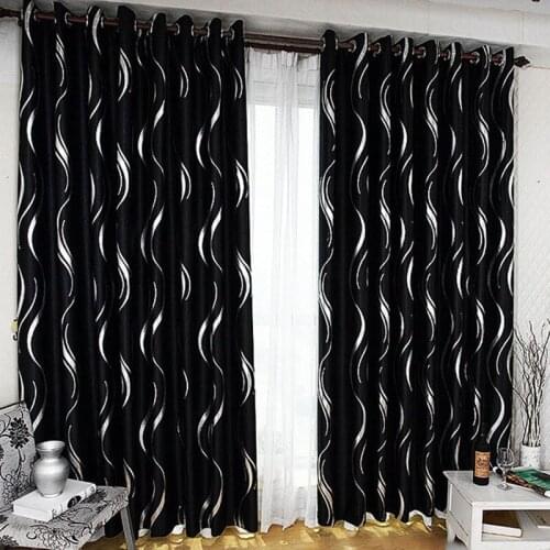 Silver Stripe Curtain For Living Room Bedroom Blackout Simple Pastoral Drapes