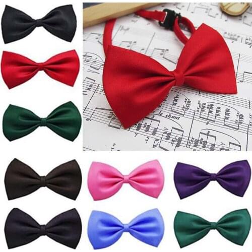 Wedding Bowties Pre-Tied Bowtie Satin Bow Tie Solid Plain Child Black Adjustable Fancy Prom KIDS Boys Tie