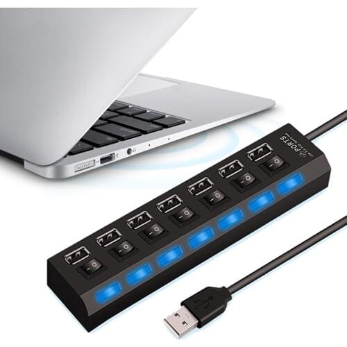 USB Hub 2.0 Splitter Multi USB Port 7 Ports Hub USB High Speed Hab Adapter USB Extender For PC Laptop