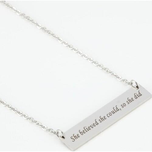 European American Letters Necklace She believed she could so she did Valentines Day Gift Necklace Stainless Steel Jewelry