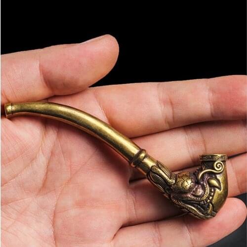 Vintage Metal Smoking Pipe Tips Dragon phoenix patternHigh Quality Pipes For Smoking Herb Portable Tobacco Pipa