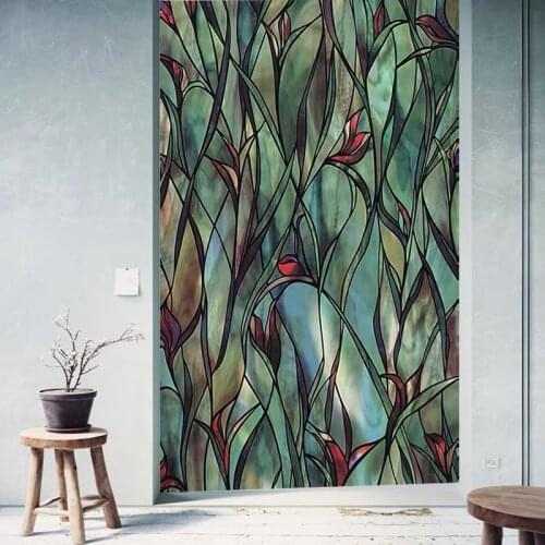 Stained Static Cling Window Film Frosted Light-transparent Opaque Privacy Glass Sticker Home Decor 3D Print Retro Poster