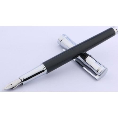 High Quality Brand Metal 201 Fountain Pen BLACK NEW GIFT Black Silver Bamboo Stylish Business Office School Supplies Writing
