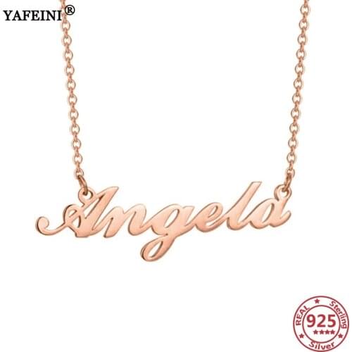 YAFEINI 925 Sterling Silver DIY Name Necklace Pendant Silver Chain Customize Name Necklace Personalize Letter Jewelry Moms Gift