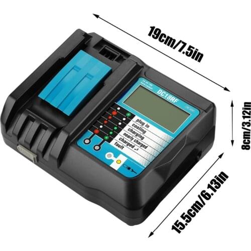 3.0A 3.5A cuttent For Makita Battery 14.4V 18V Tool Battery Charger Rapid Charging with USB port LCD display and Cooling DC18RF