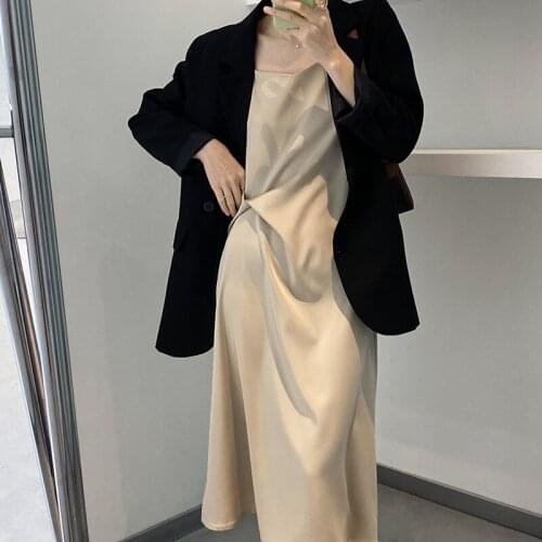 Six-color Sling Adjustable Flower Print Chiffon Dress Female Korean Version Loose V-neck Open Fork Spaghetti Striped Long Dress