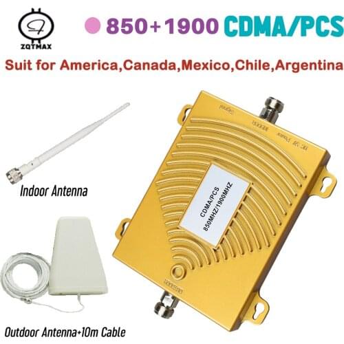 ZQTMAX GSM 850 PCS 1900 Signal Booster cdma repeater + Antenna smartphone 2g 3g 4g LTE mobile phone signal amplifier